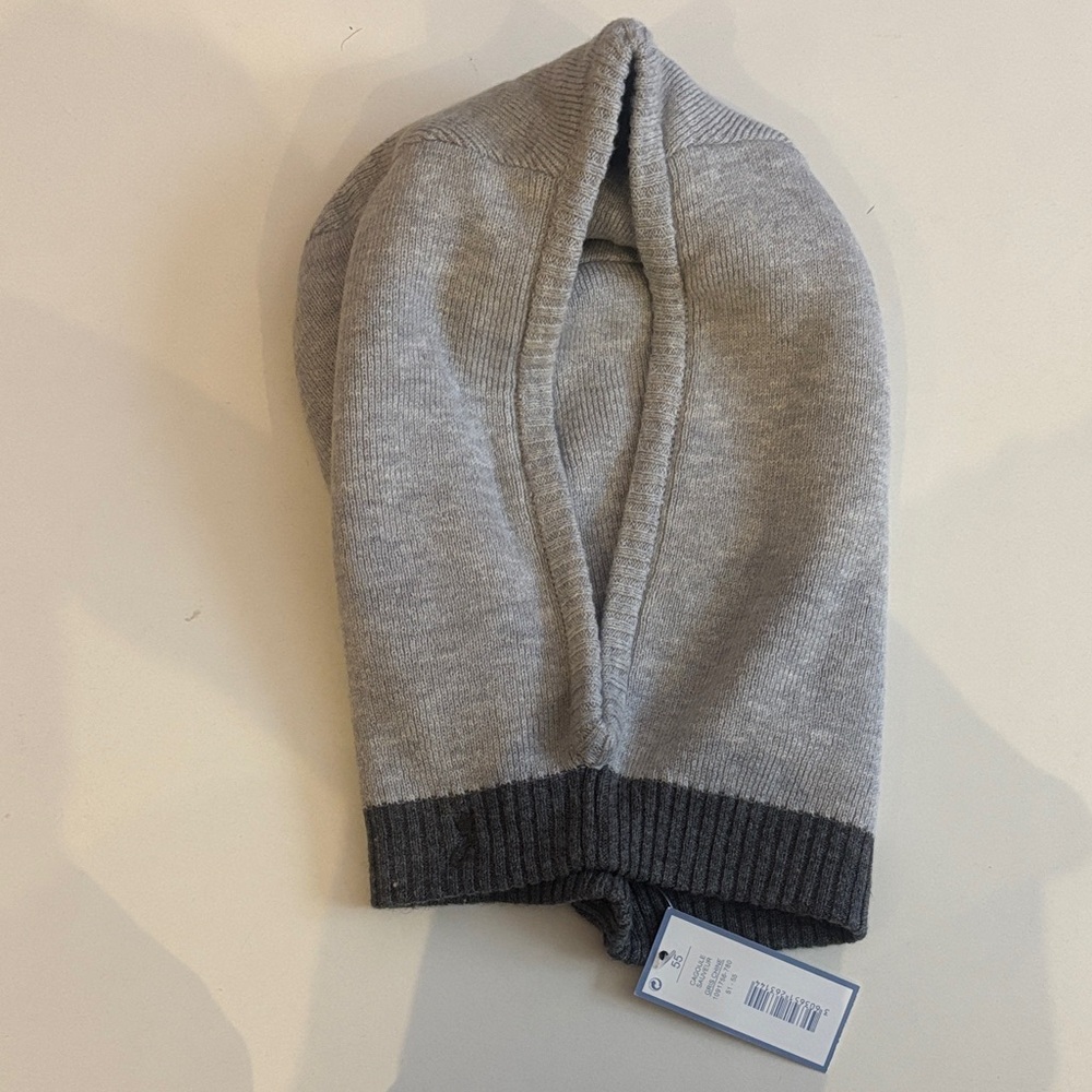 Jacadi Light Gray Knit Balaclava with Dark Gray Trim